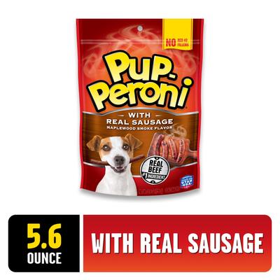 Show full view: Pup-Peroni Real Sausage Maplewood Smoke Flavor Dog Treats, 5.6-oz bag, case of 8 slide 3 of 12