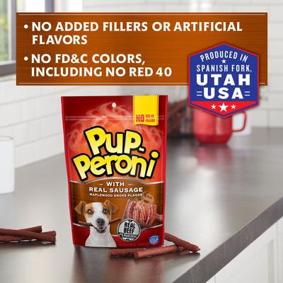 Show full view: Pup-Peroni Real Sausage Maplewood Smoke Flavor Dog Treats, 5.6-oz bag, case of 8 slide 7 of 12