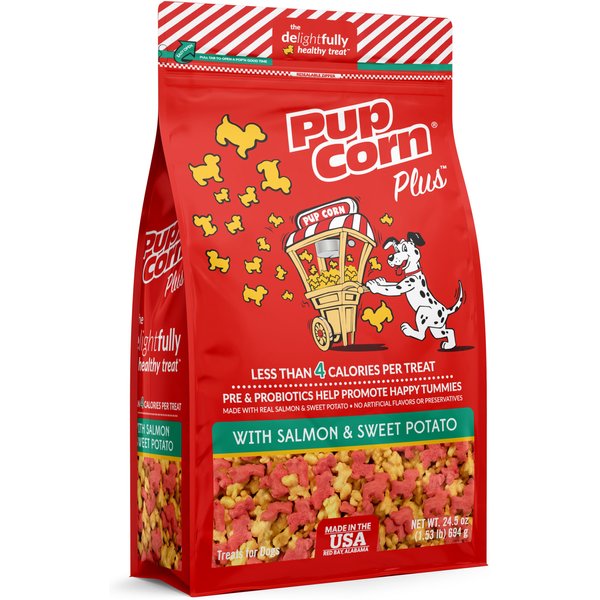 PupCorn Plus Salmon & Sweet Potato Dog Treats, 24.5-oz bag