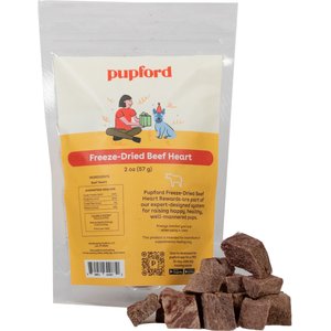 Pupford Beef Heart Freeze-Dried Limited Ingredient Dog Treats, 2-oz bag