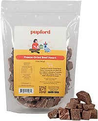 Pupford Beef Heart Freeze-Dried Limited Ingredient Dog Treats, 5-oz bag