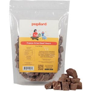 Pupford Beef Heart Freeze-Dried Limited Ingredient Dog Treats, 5-oz bag