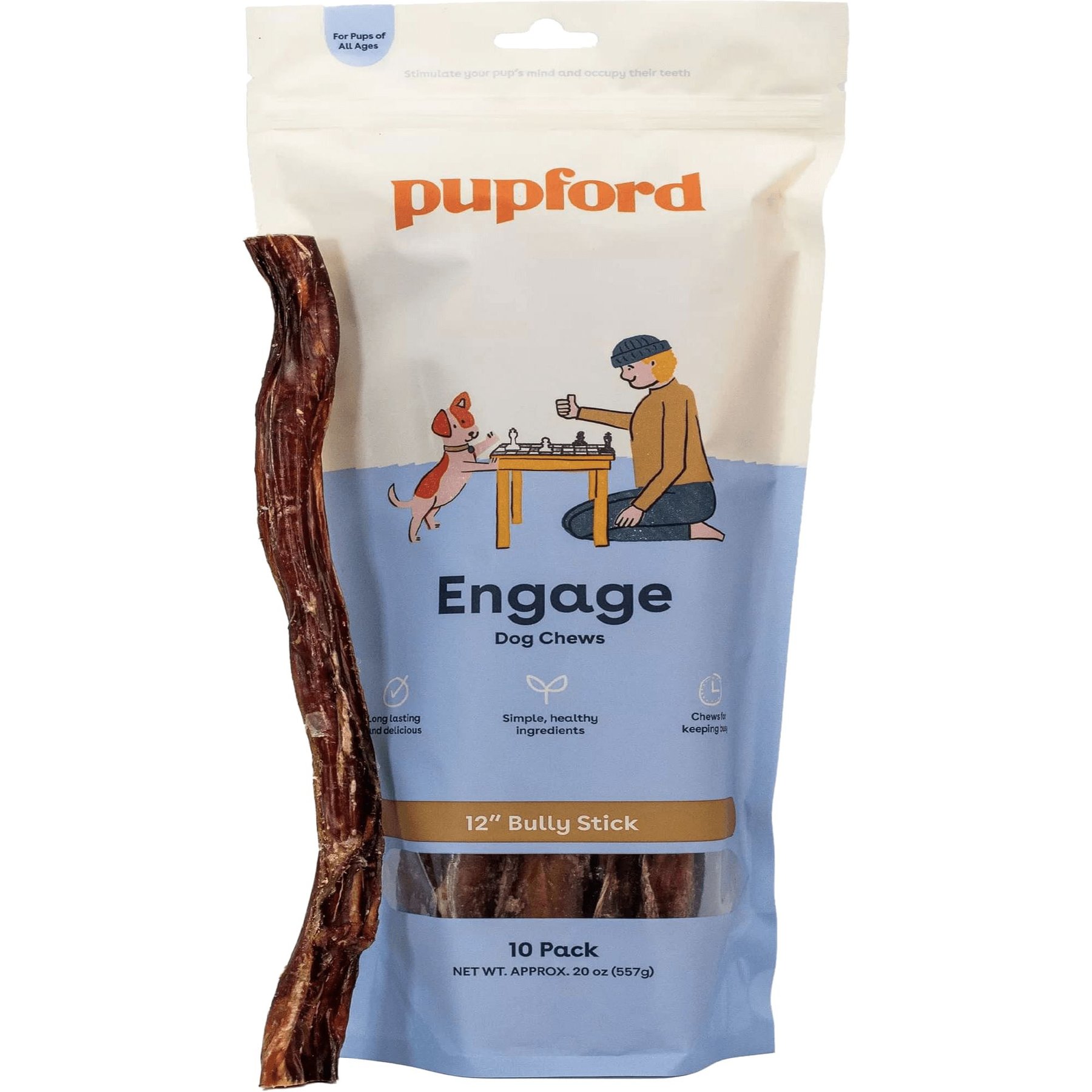 Pupford Bully Stick 12-inch Dog Chew, 10 count