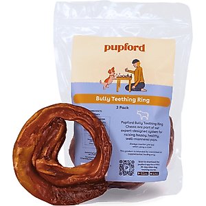 Pupford Bully Teething Rings Dog Chews, 3 count