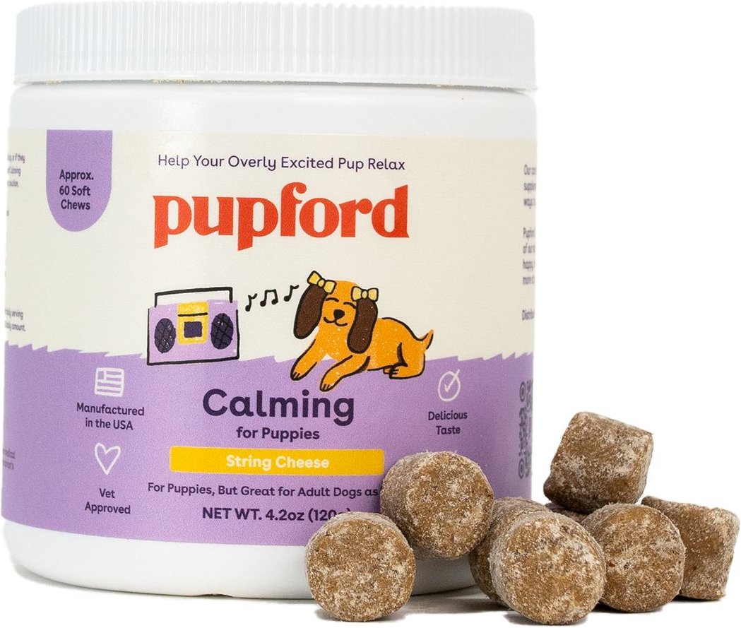 Pupford Calming String Cheese Flavored Soft Chew Calming Supplement for Puppies, 60 count