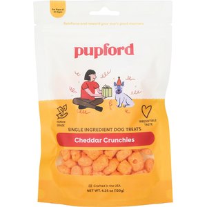 Pupford Cheddar Crunchies Human-Grade Limited Ingredient Cheddar Cheese Flavored Crunchy Dog Treats, 4.25-oz bag
