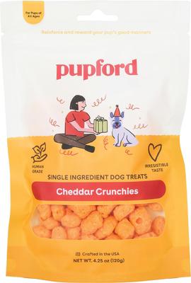 Show full view: Pupford Cheddar Crunchies Human-Grade Limited Ingredient Cheddar Cheese Flavored Crunchy Dog Treats, 4.25-oz bag slide 1 of 9