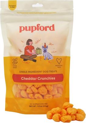 Show full view: Pupford Cheddar Crunchies Human-Grade Limited Ingredient Cheddar Cheese Flavored Crunchy Dog Treats, 7.5-oz bag slide 1 of 9