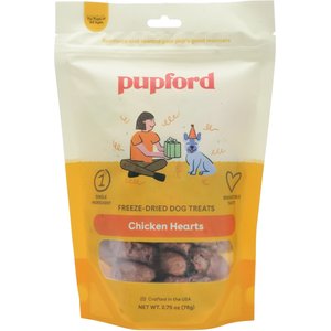 Pupford Chicken Hearts Limited Ingredient Freeze-Dried Dog Treats, 2.75-oz bag