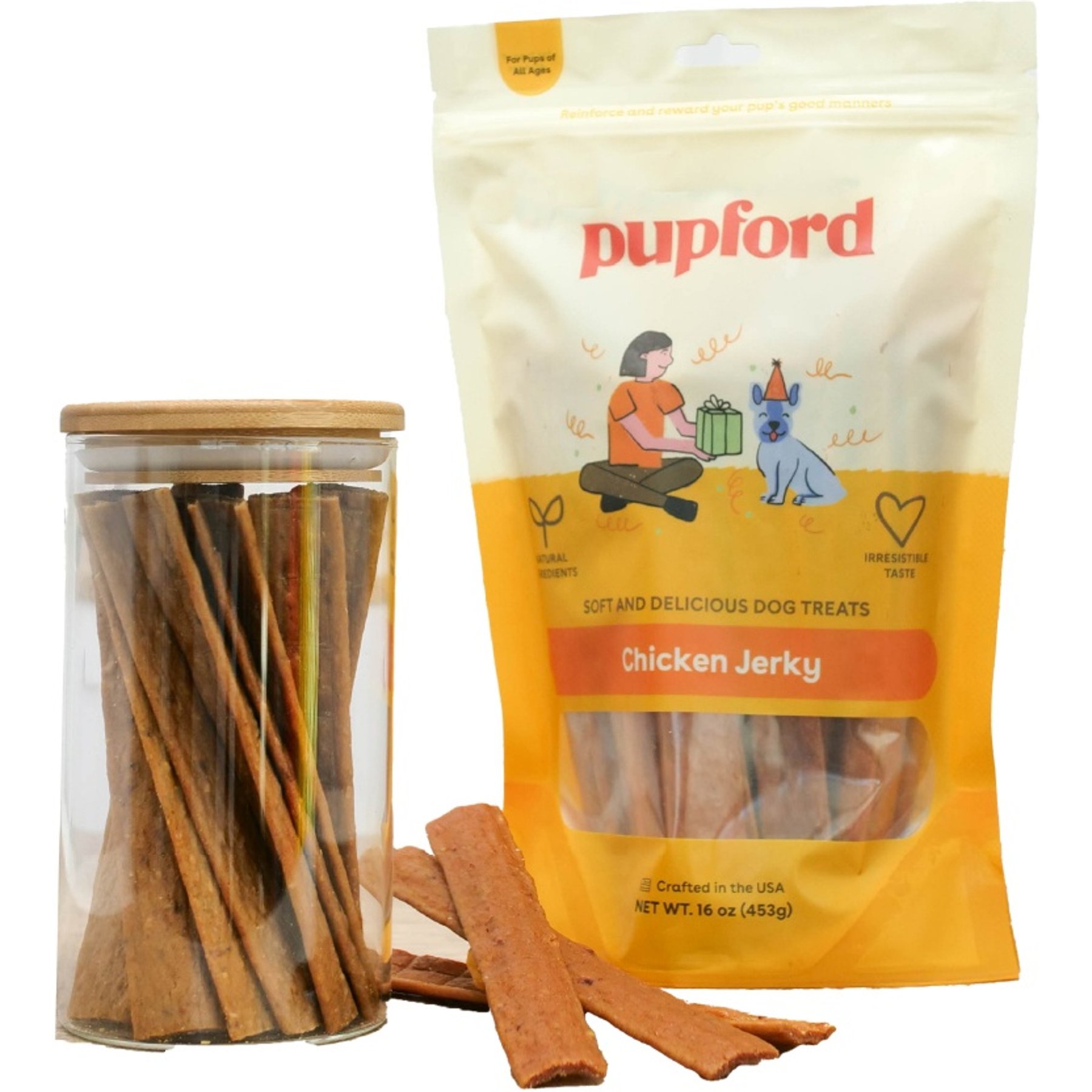 Pupford Chicken High-Protein Jerky Dog Treats, 10-oz bag