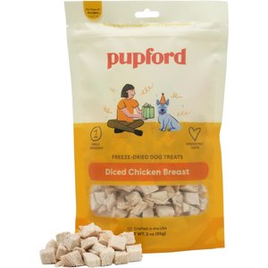 Pupford Diced Chicken Breast Limited Ingredient Freeze-Dried Dog Treats, 3-oz bag