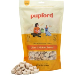 Pupford Diced Chicken Breast Limited Ingredient Freeze-Dried Dog Treats, 5.75-oz bag