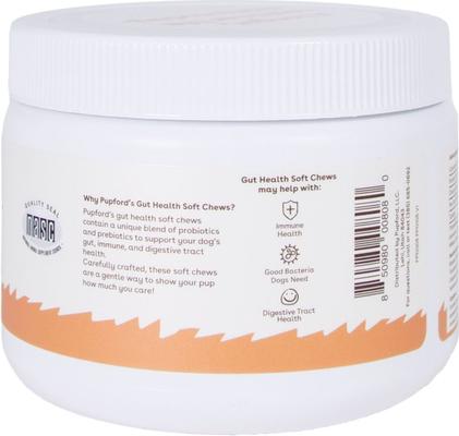 Show full view: Pupford Gut Health & Immunity Peanut Butter & Jelly Flavored Soft Chew Digestive Support Supplement for Puppies, 60 count slide 3 of 8