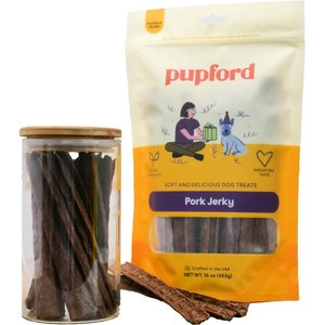Pupford Pork High-Protein Jerky Dog Treats, 10-oz bag