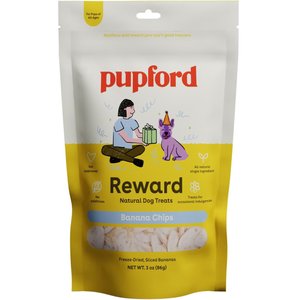 Pupford Reward Banana Chips Natural Freeze-Dried Dog Treats, 3-oz bag