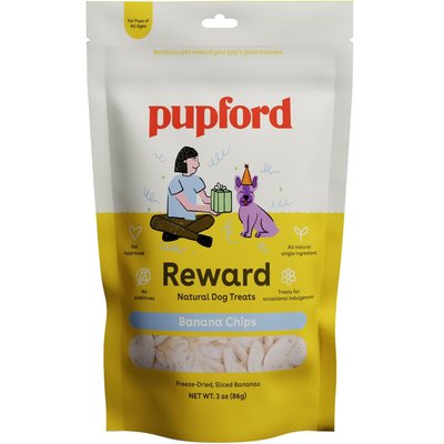 Pupford Pupford Reward Banana Chips Natural Freeze-Dried Dog Treats, 3-oz bag