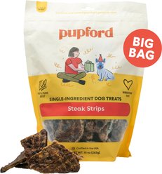 Pupford Steak Strips Beef Limited Ingredient Jerky Dog Treats, 10-oz bag