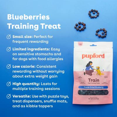 Show full view: Pupford Train Blueberry Natural Freeze-Dried Dog Treats, 2-oz bag slide 3 of 11