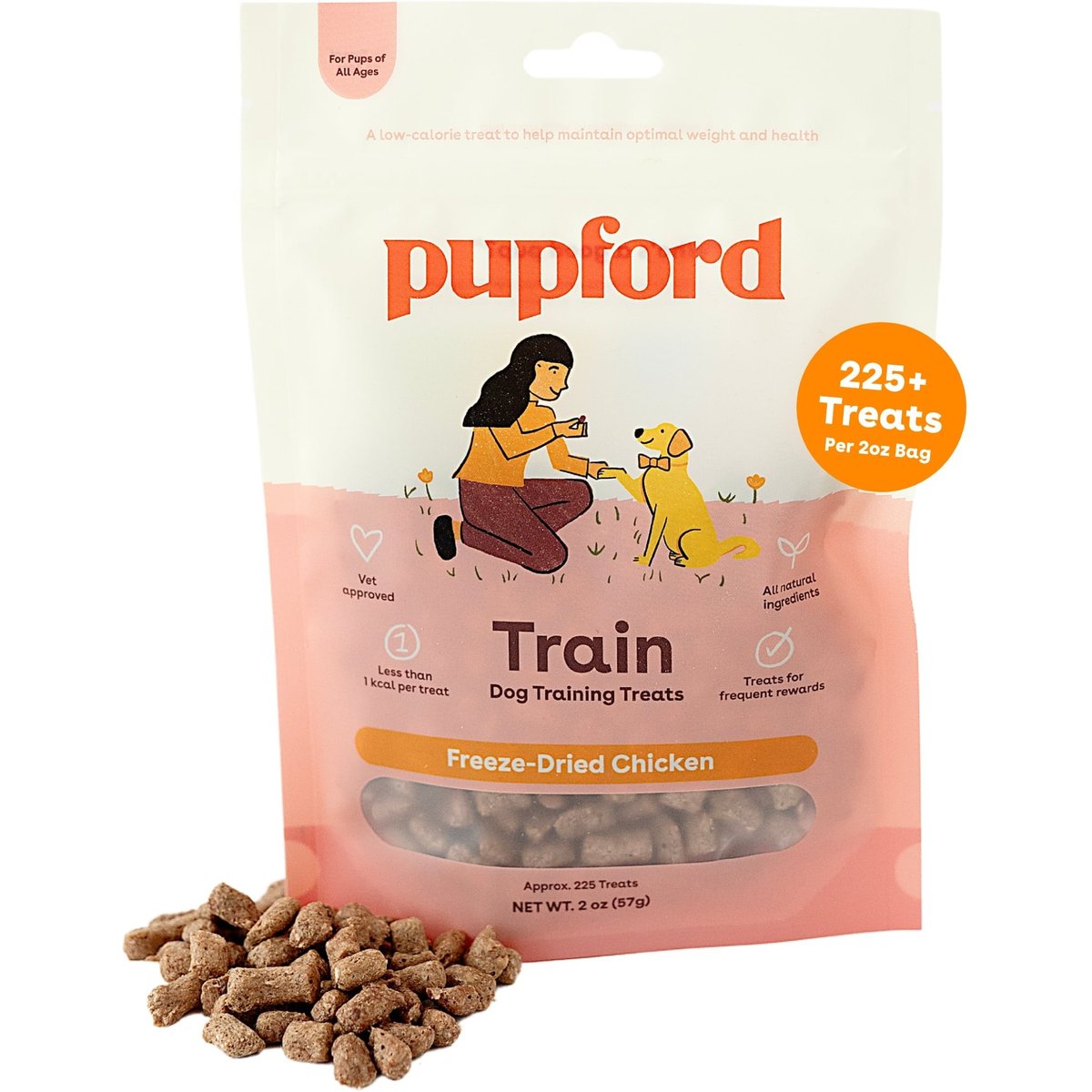 Pupford Train Chicken Natural Freeze-Dried Dog Treats, 2-oz bag