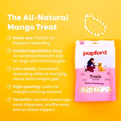 Show full view: Pupford Train Mango Natural Freeze-Dried Dog Treats, 2-oz pouch slide 3 of 10