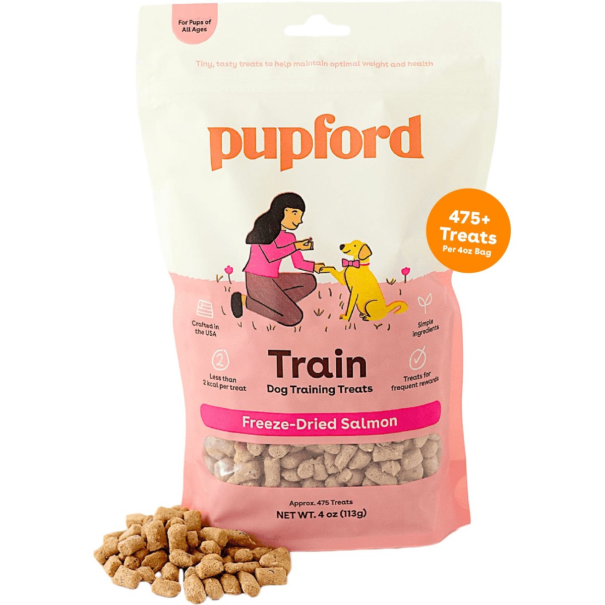 Pupford Train Salmon Natural Freeze-Dried Dog Treats, 4-oz bag