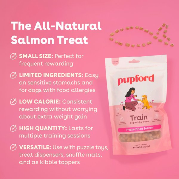 Show full view: Pupford Train Salmon Natural Freeze-Dried Dog Treats, 4-oz bag slide 3 of 13