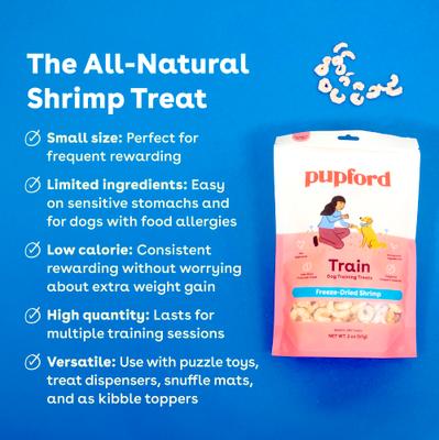 Show full view: Pupford Train Shrimp High-Protein Freeze-Dried Dog Treats, 2-oz bag slide 3 of 10