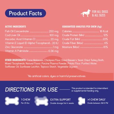 Show full view: PupGrade Skin & Coat Omega-3 Fish Oil Soft Chew Supplement for Dogs, 60 count slide 3 of 6