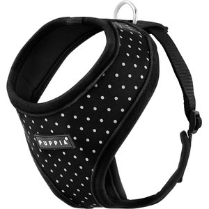 Puppia Dotty Print Polyester Back Clip Dog Harness, Black Dotty, Medium: 14.2 to 22.8-in chest