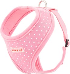 Puppia Dotty Print Polyester Back Clip Dog Harness, Pink Dotty, Medium: 14.2 to 22.8-in chest