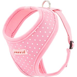 Puppia Dotty Print Polyester Back Clip Dog Harness, Pink Dotty, Medium: 14.2 to 22.8-in chest