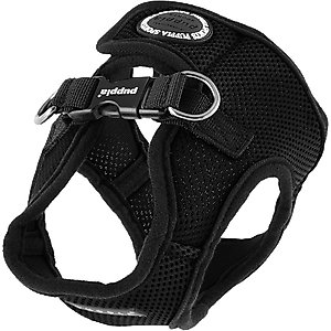 Puppia Vest Polyester Step In Back Clip Dog Harness, Black, Medium