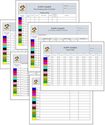 Puppies in Bloom Color Coordinated Breeder Record Keeping Charts