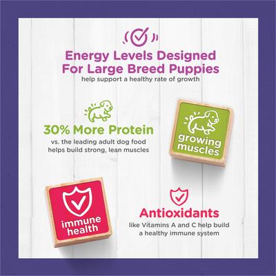 Show full view: Puppy Chow High Protein with Real Chicken Large Breed Dry Puppy Food, 30-lb bag slide 8 of 11