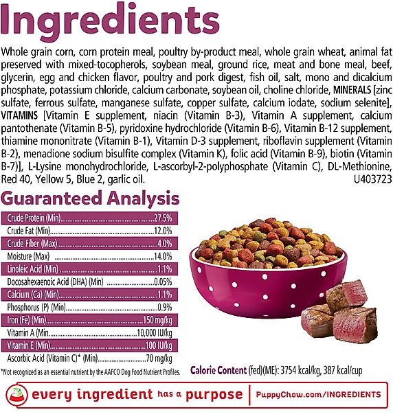 Show full view: Puppy Chow Tender & Crunchy with Real Beef Dry Dog Food, 30-lb bag slide 6 of 11