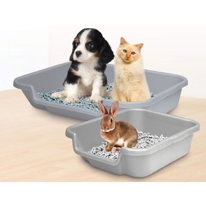 Puppy Pan Dog, Cat & Small Animal Litter Pan, Gray, Large