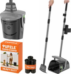 Pupzle Dog Pooper Scooper with Bag Attachment, Lavender Scented, Green, 75 Refill bags