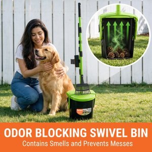 Pupzle Dog Pooper Scooper with Bag Attachment, Lavender Scented, Green, 75 Refill bags