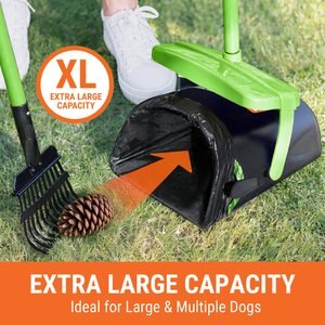Pupzle Dog Pooper Scooper with Bag Attachment, Lavender Scented, Green, 75 Refill bags