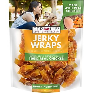 Pur Luv Sweet Potato Chews Jerky Wraps Dog Treats, 16-oz bag