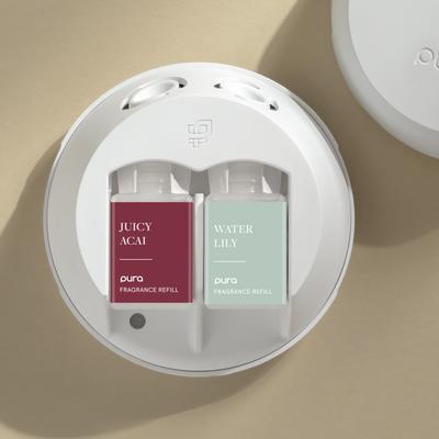 Show full view: Pura Deodorizing Smart Fragrance Diffuser Starter Set, Water Lily & Juicy Acai slide 3 of 12