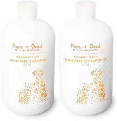 Pure + Good Scent Free Shampoo & Dog & Cat Conditioner Set, 16-fl oz bottle, case of 2