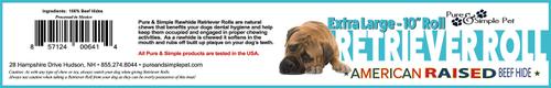 Show full view: Pure & Simple Pet 10" Rawhide Retriever Roll Dog Treat, X-Large, 1 count slide 4 of 6