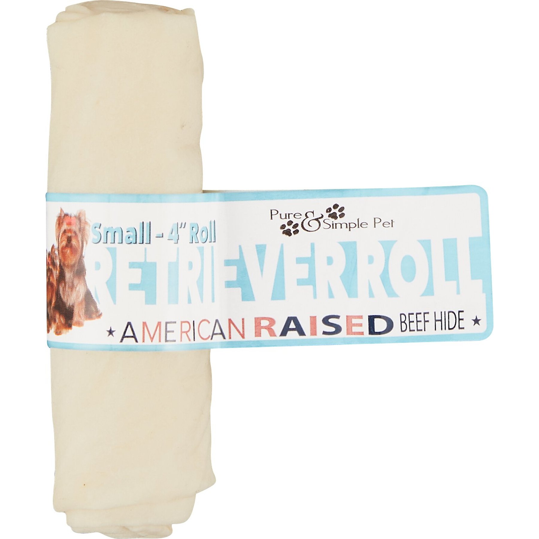 Pure & Simple Pet 4" Rawhide Retriever Roll Dog Treat, Small, 1 count