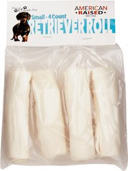 Pure & Simple Pet 4" Rawhide Retriever Roll Dog Treat, Small, 4 count