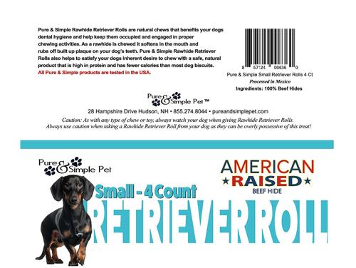Show full view: Pure & Simple Pet 4" Rawhide Retriever Roll Dog Treat, Small, 4 count slide 4 of 6