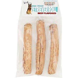 Pure & Simple Pet Beef Flavored Rawhide Retriever Roll Dog Treat, Large, 3 count
