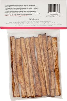 Show full view: Pure & Simple Pet Beef Flavored Rawhide Twist Dog Treat, 5-in, 10 count slide 3 of 8