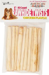 Pure & Simple Pet Chicken Flavored Rawhide Twist Dog Treat, 5-in, 10 count