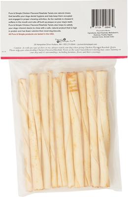 Show full view: Pure & Simple Pet Chicken Flavored Rawhide Twist Dog Treat, 5-in, 10 count slide 3 of 7